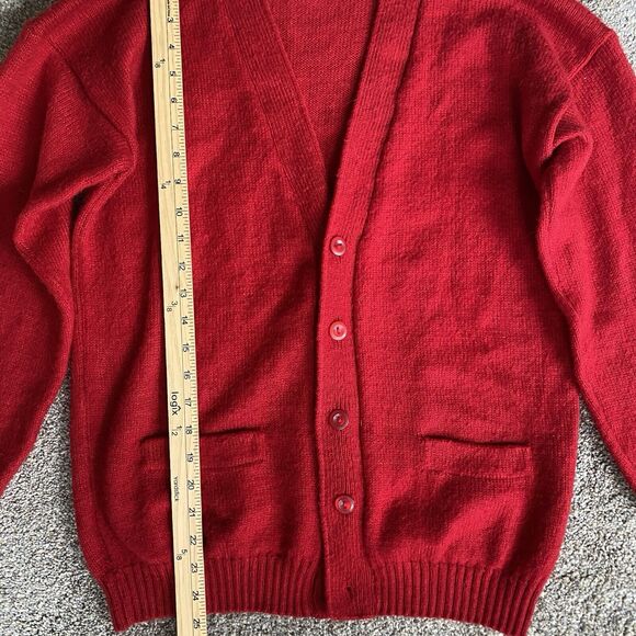 Red Women's Cardigan Sweater - Picture 4 of 6